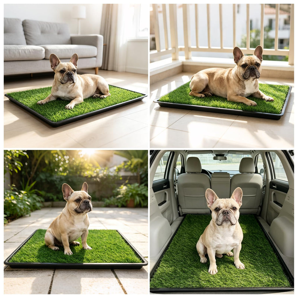 Dog Grass Pad with Tray, 34 x 23 Inch, 2 Artificial Grass Pads X290