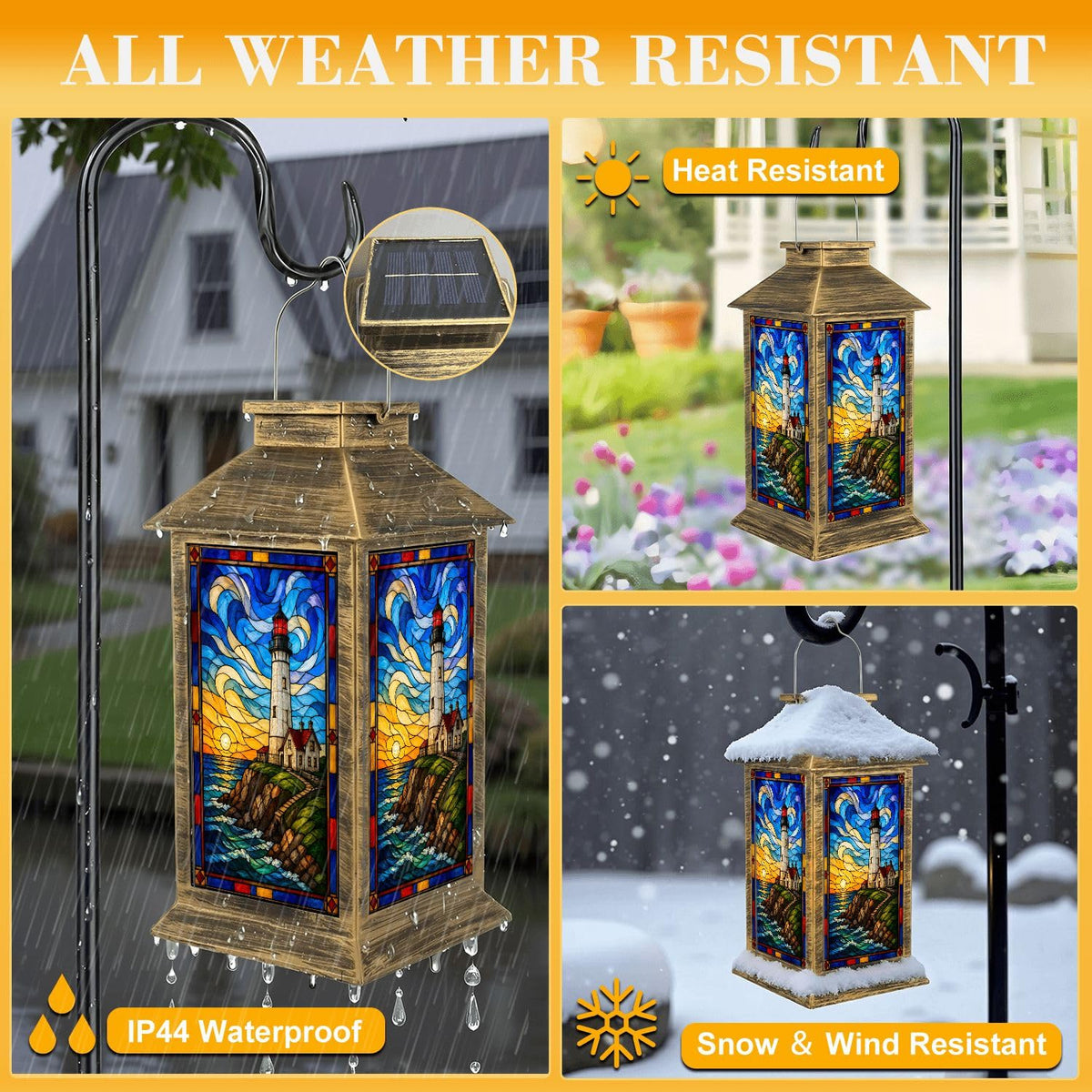 Solar Lantern Outdoor Waterproof LED Hanging Tabletop Lamp Q562108