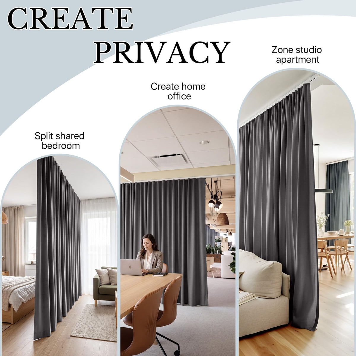 Room Divider Curtain Set with Ceiling Track U6025