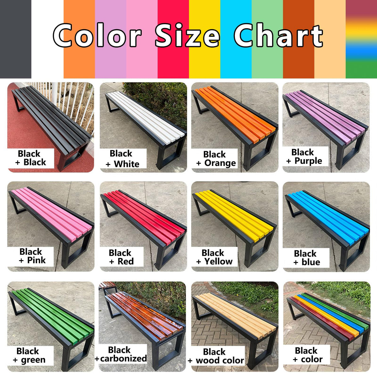 Weatherproof Metal Garden Bench Cast Iron Outdoor Seating Z37688