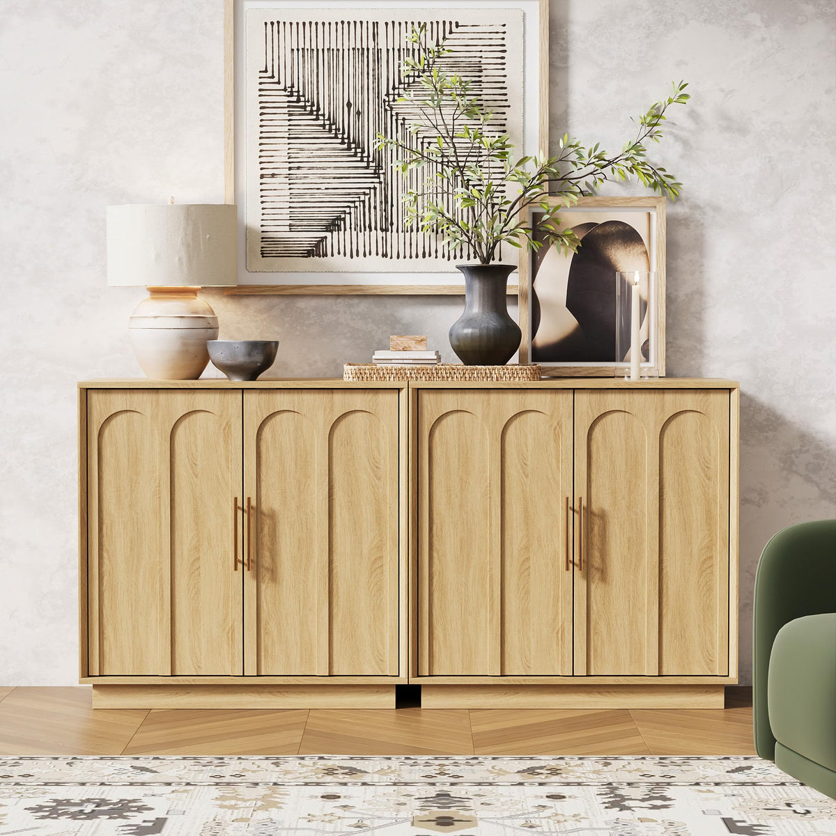 31.5" Oak Sideboard Buffet Cabinet with Storage T73521