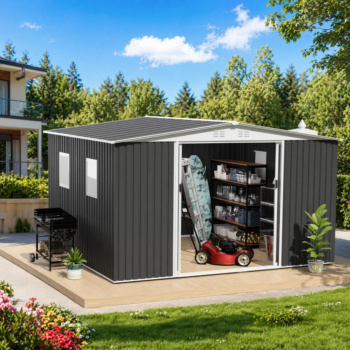 12x10 ft Metal Garden Shed H946