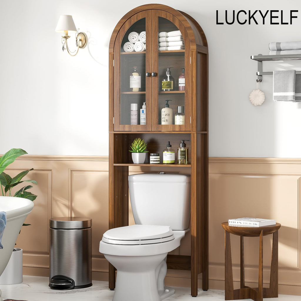 Arched Over The Toilet Storage Cabinet with Acrylic Doors B482