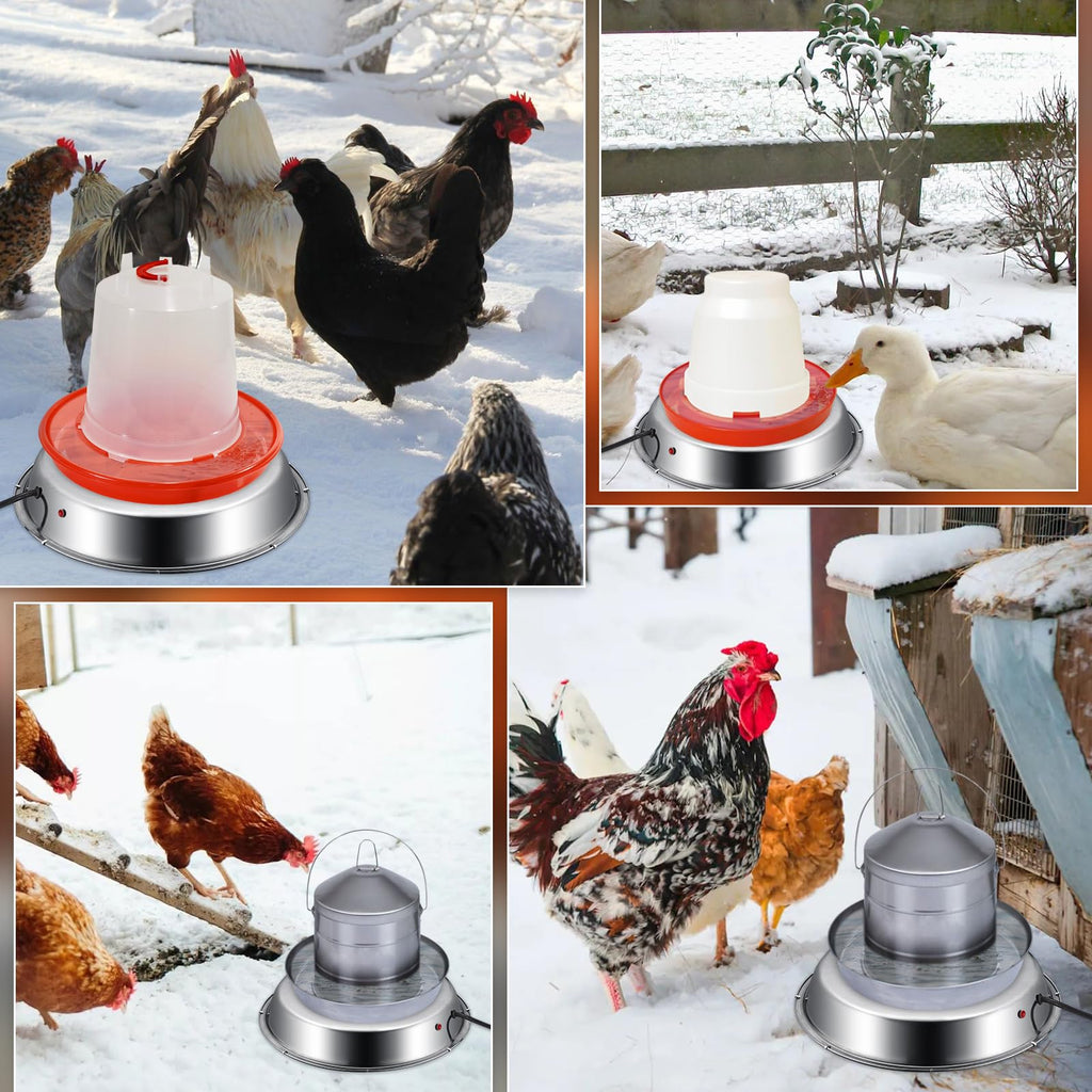 12 Inch 5 Gallons Poultry Waterer Heated Base with Thermostat U81951