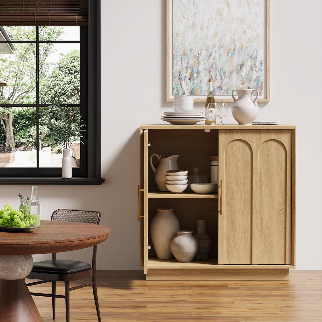 31.5" Oak Sideboard Buffet Cabinet with Storage T73521