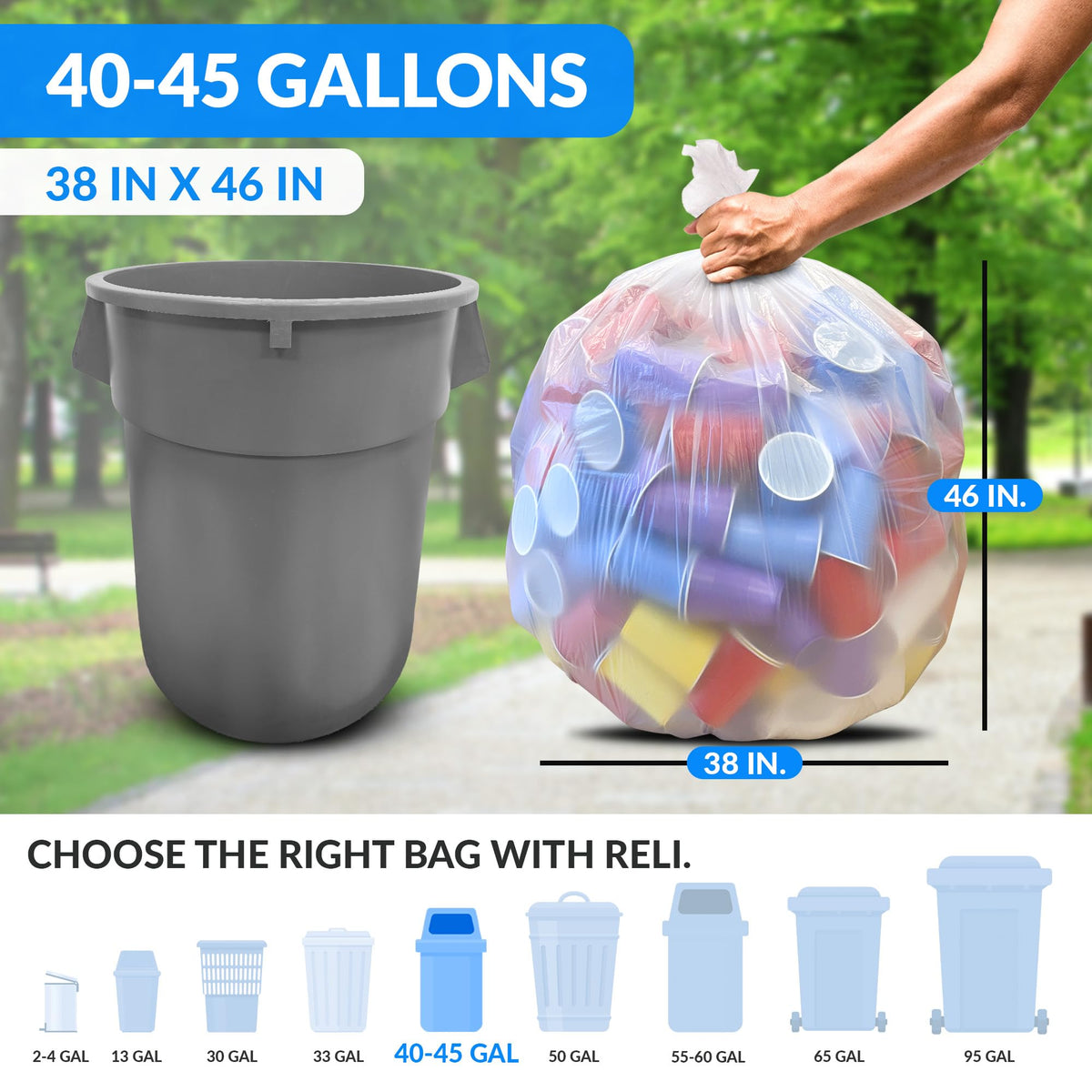 Clear Heavy Duty Trash Bags with Twist Ties 125 Count A83285