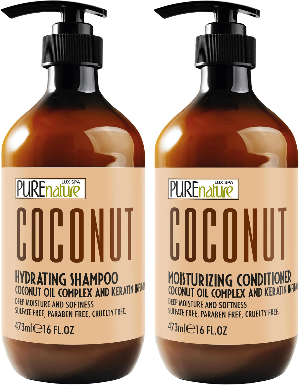 Sulfate Free Coconut Shampoo and Conditioner Set 16 Fl Oz P91420