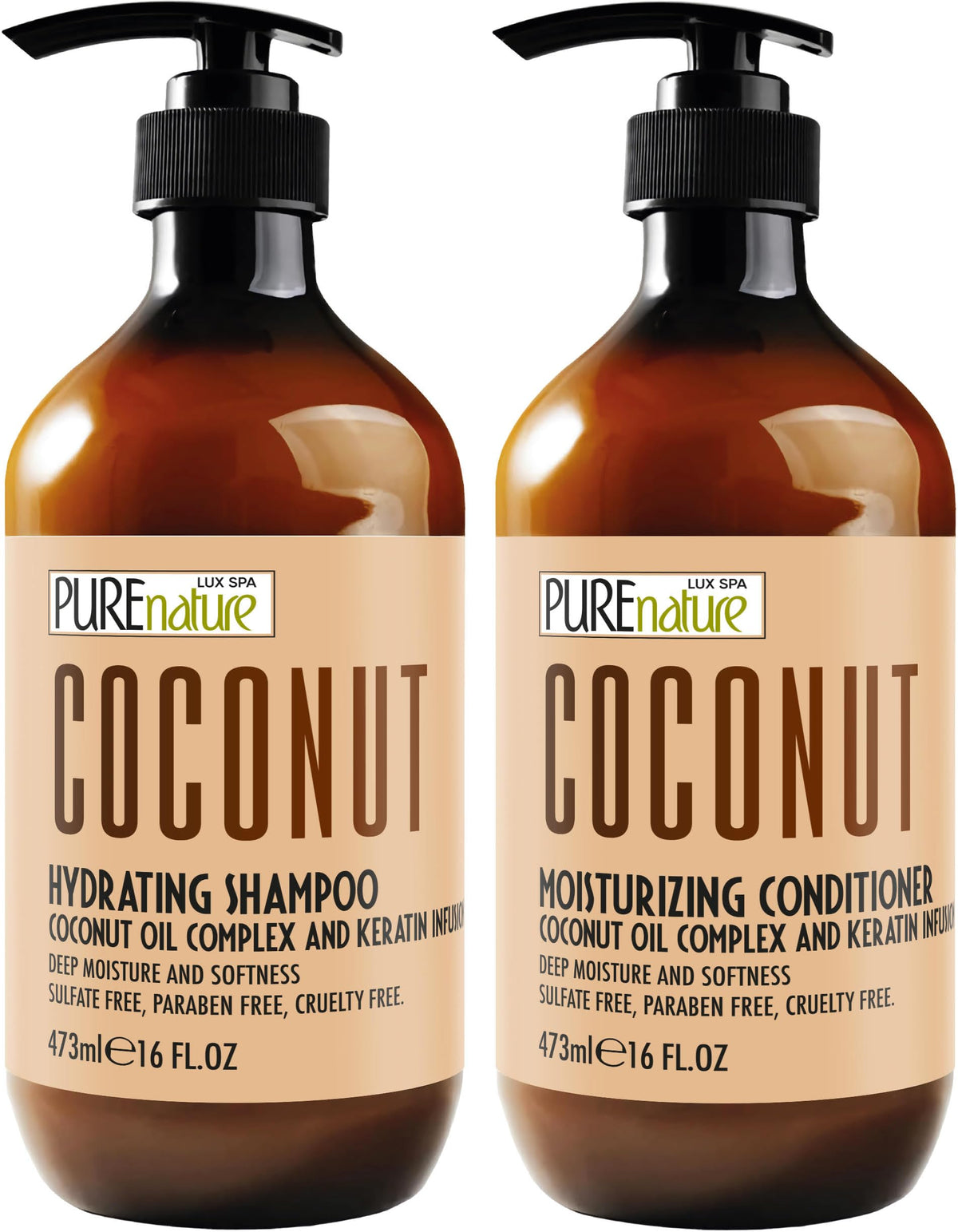 Sulfate Free Coconut Shampoo and Conditioner Set 16 Fl Oz P91420