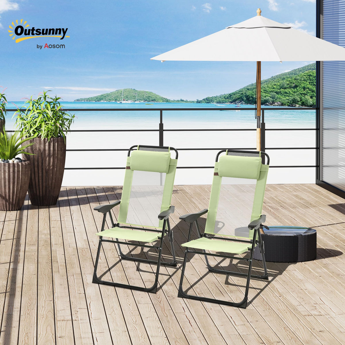 Folding Patio Dining Chairs Set of 2 Green P330343