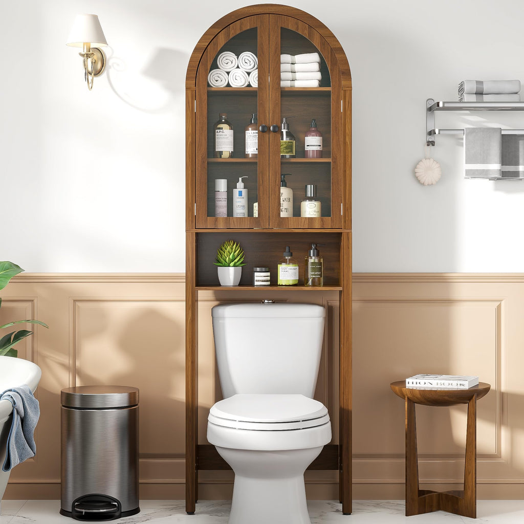 Arched Over The Toilet Storage Cabinet with Acrylic Doors B482