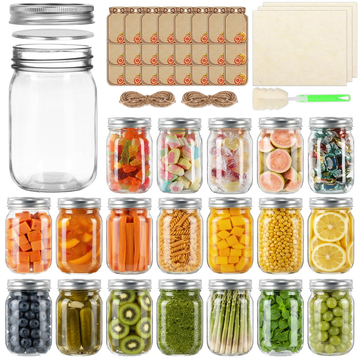 12 oz Mason Jars with Lids 20 Pack V186