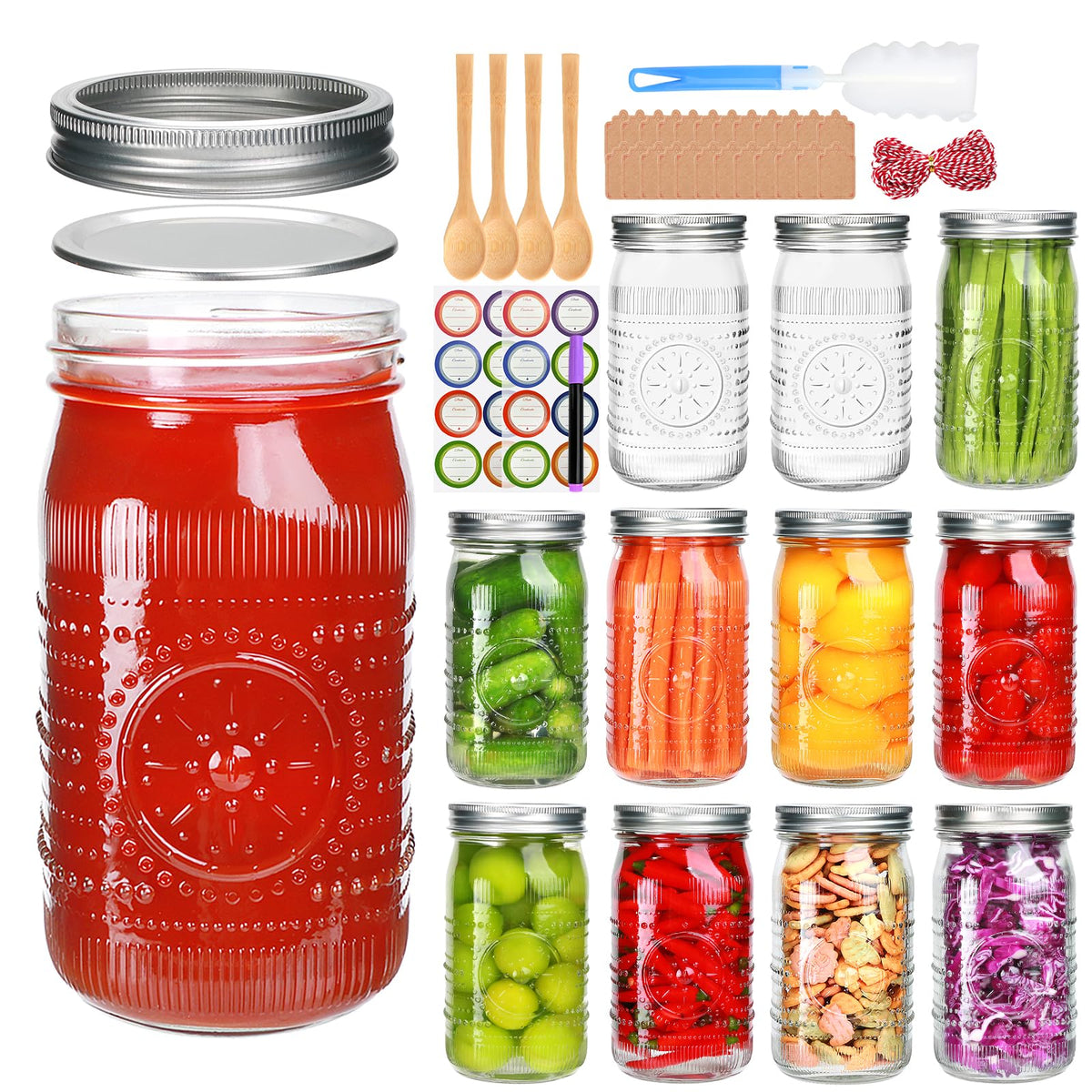 Wide Mouth Mason Jars with Lids 32oz 12 Pack P753