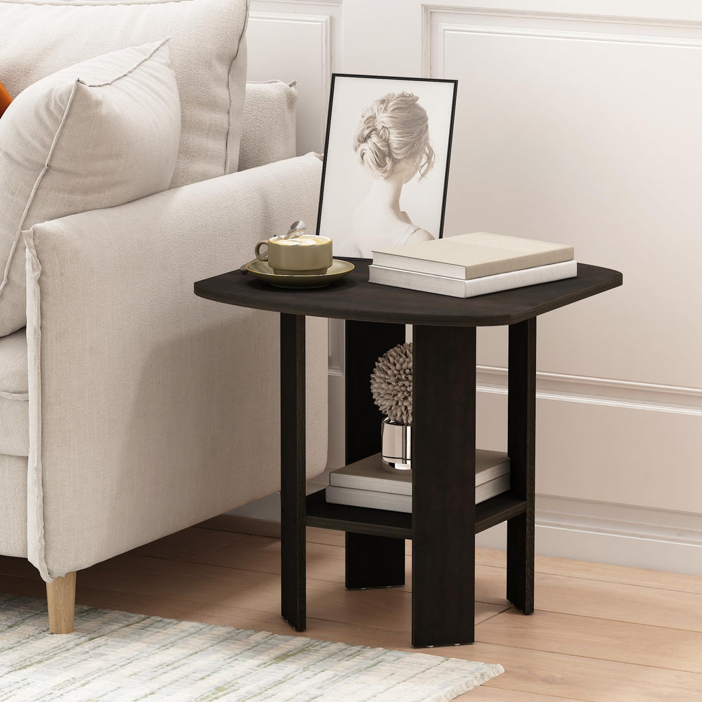 Set of 2 Espresso 2-Tier Side Table H13411