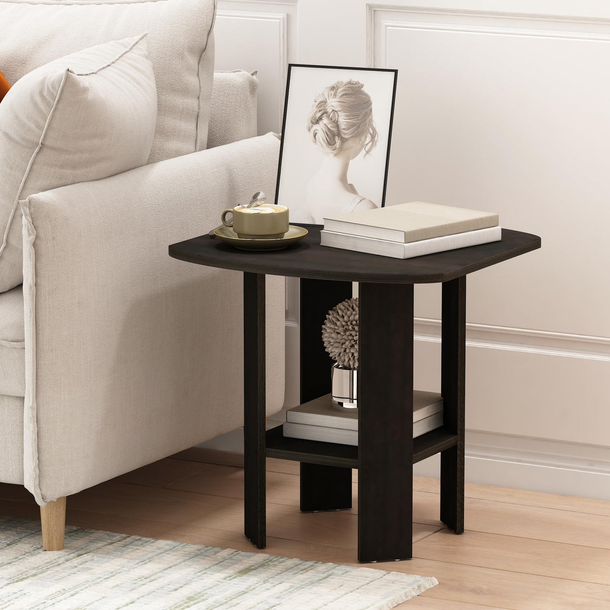 Set of 2 Espresso 2-Tier Side Table H13411
