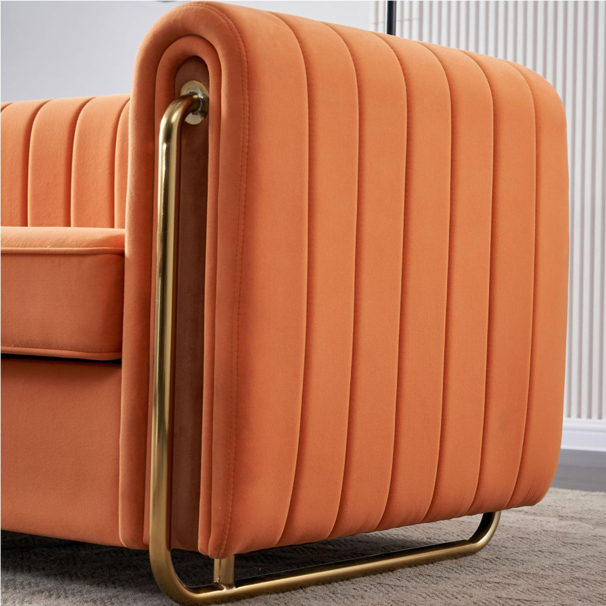 Orange Velvet Sofa Couch U334