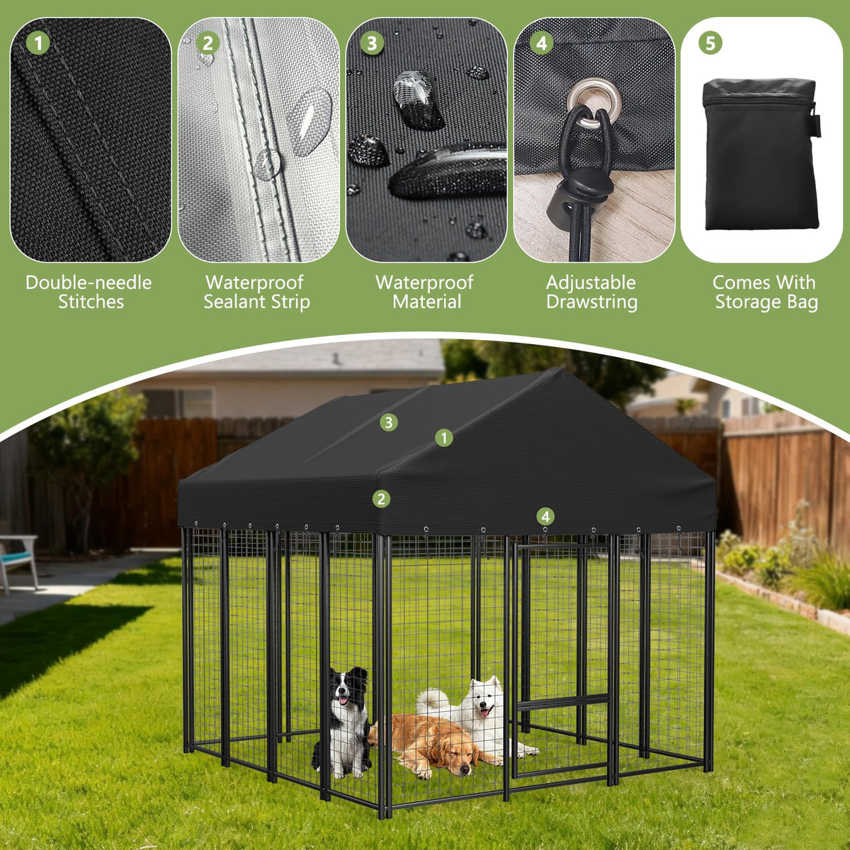 Heavy Duty Waterproof UV Resistant Dog Kennel Cover I3121