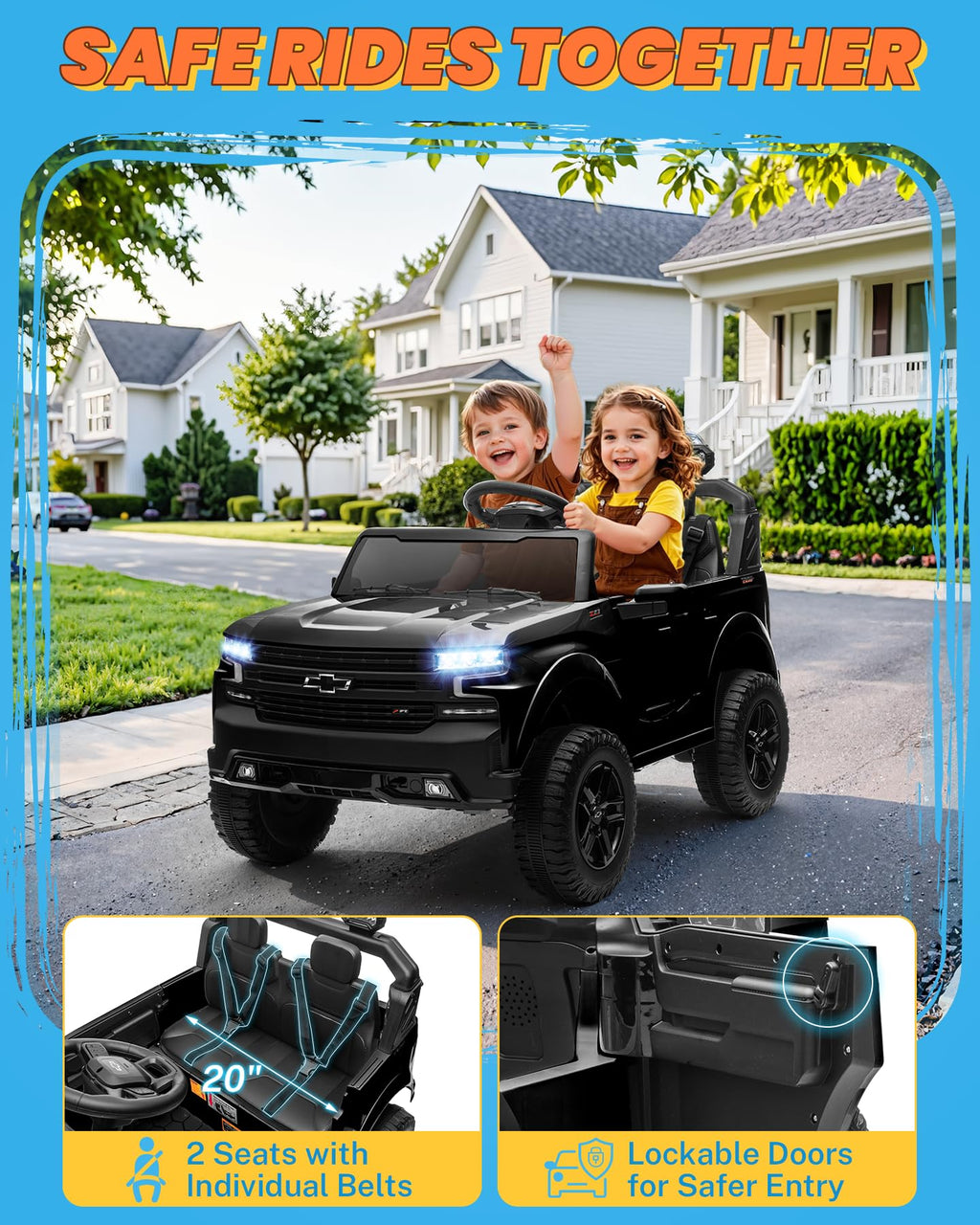 24V 2 Seater Ride on Car with Remote Control, Black X37928