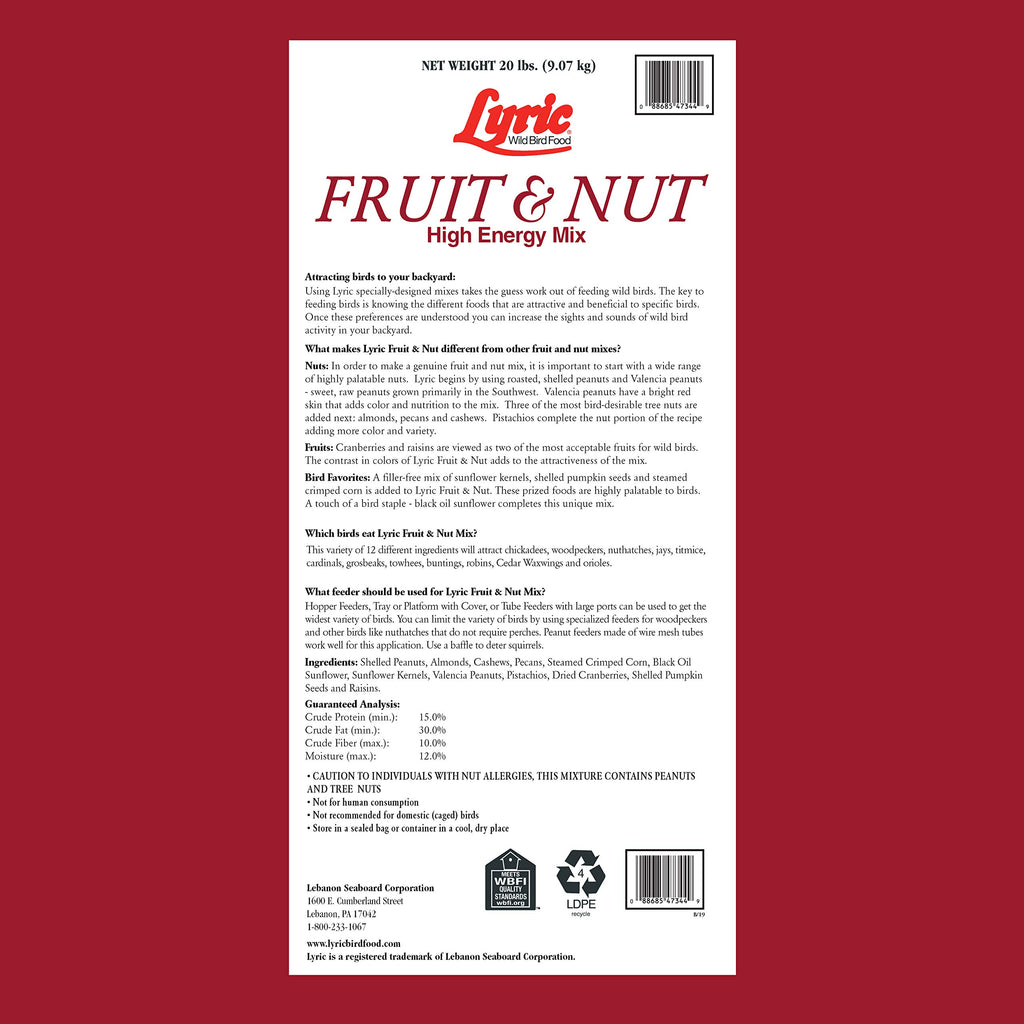 Fruit and Nut Wild Bird Seed Mix 20 lbs J948