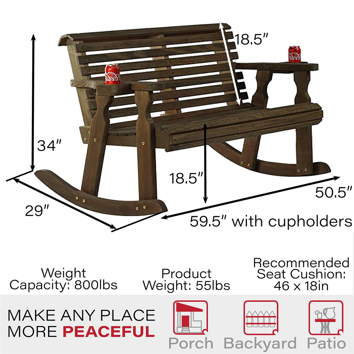 Heavy Duty Double Rocker with Cupholders U1884