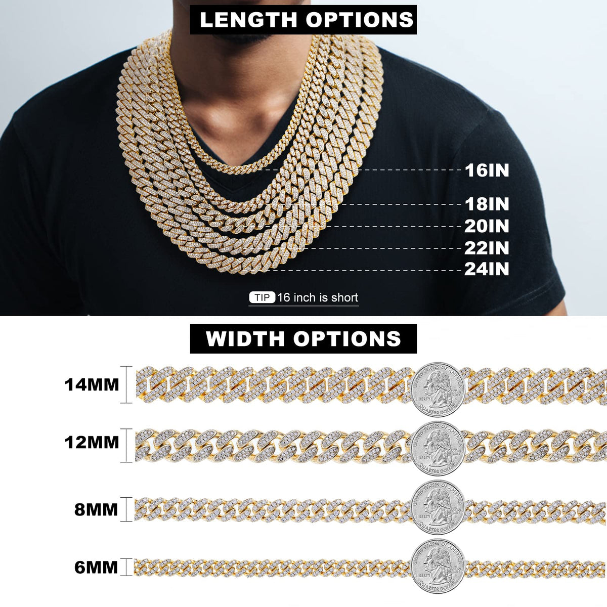 Moissanite Cuban Link Chain Necklace 18k Gold Plated 925 Sterling Silver M978168