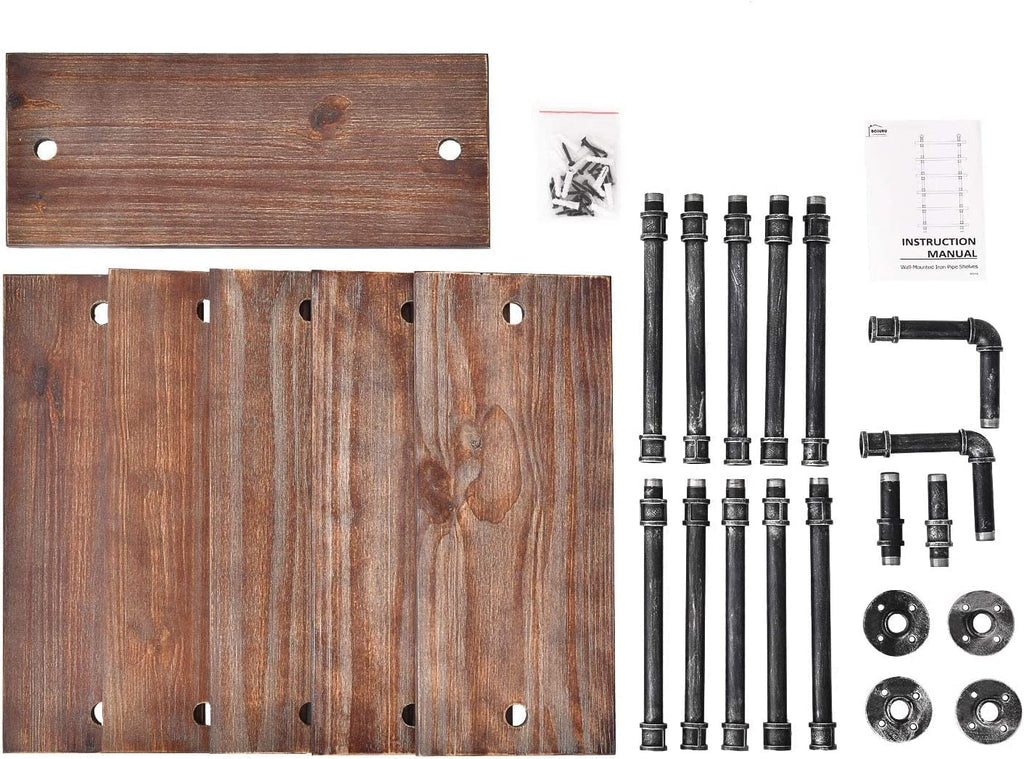 Industrial Pipe Rustic Wood Bookshelf R588