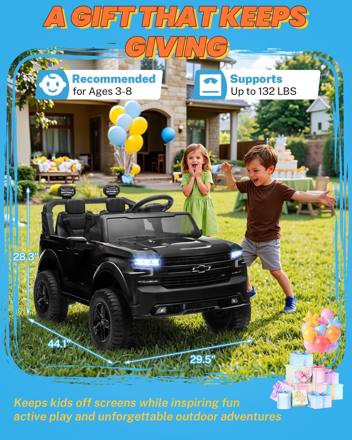 24V 2 Seater Ride on Car with Remote Control, Black X37928