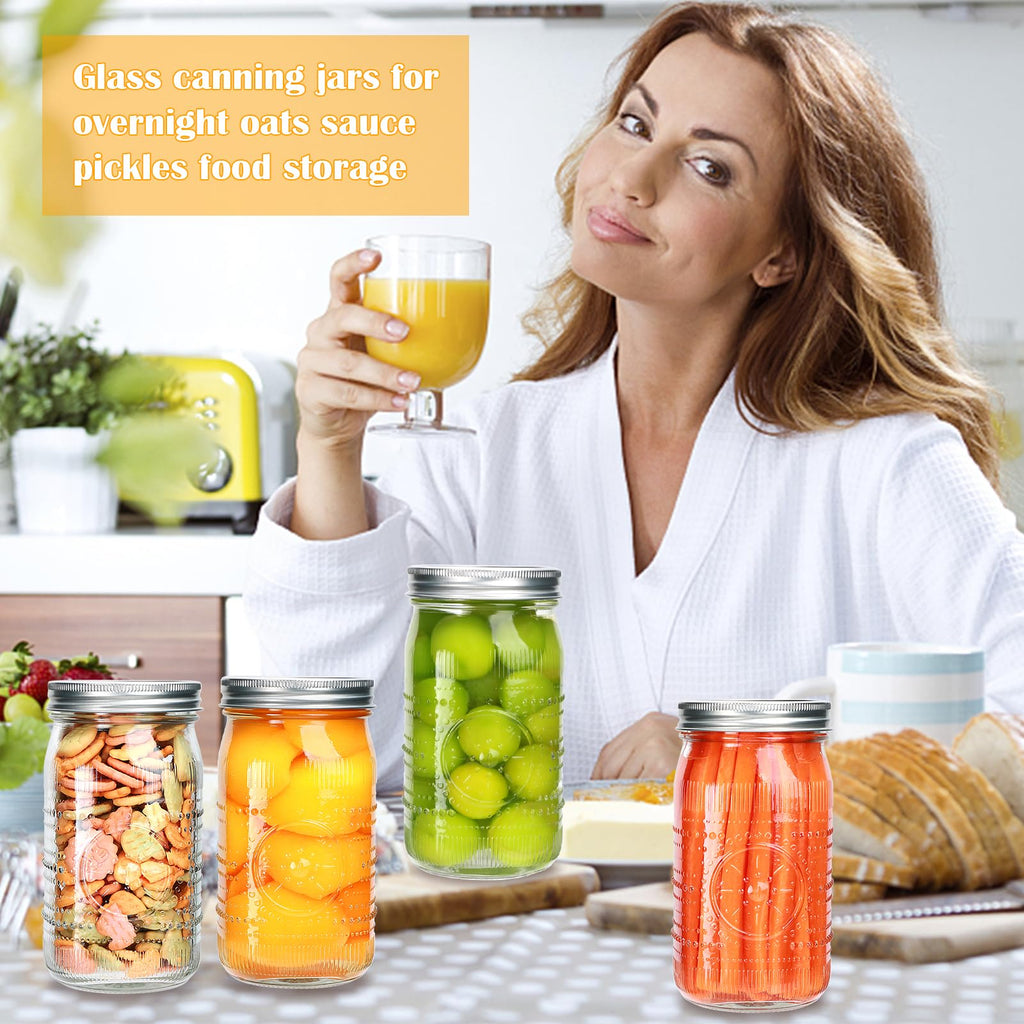 Wide Mouth Mason Jars with Lids 32oz 12 Pack P753