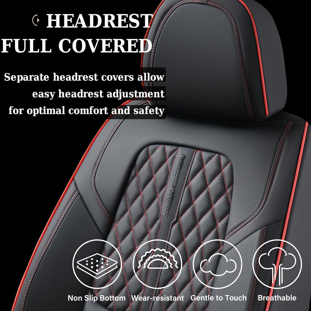 Black Nappa Leather Car Seat Covers Full Set B600083