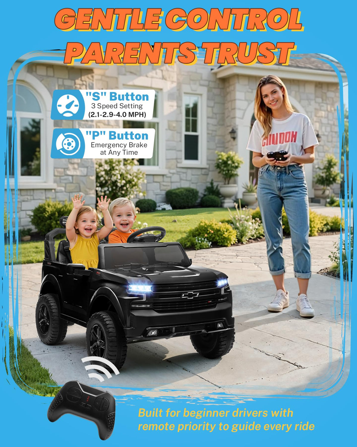 24V 2 Seater Ride on Car with Remote Control, Black X37928