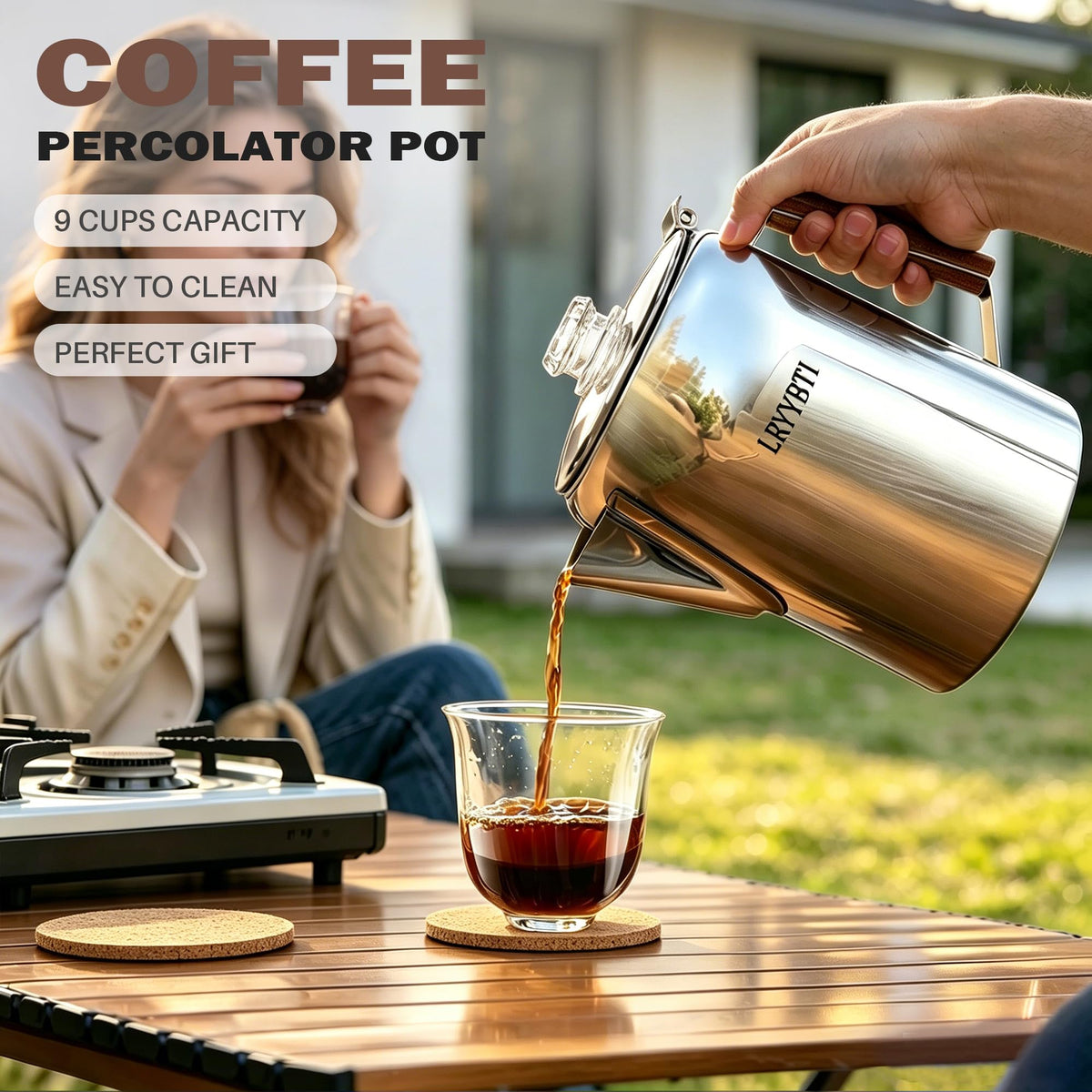 Stainless Steel 9 Cup Coffee Percolator G12269
