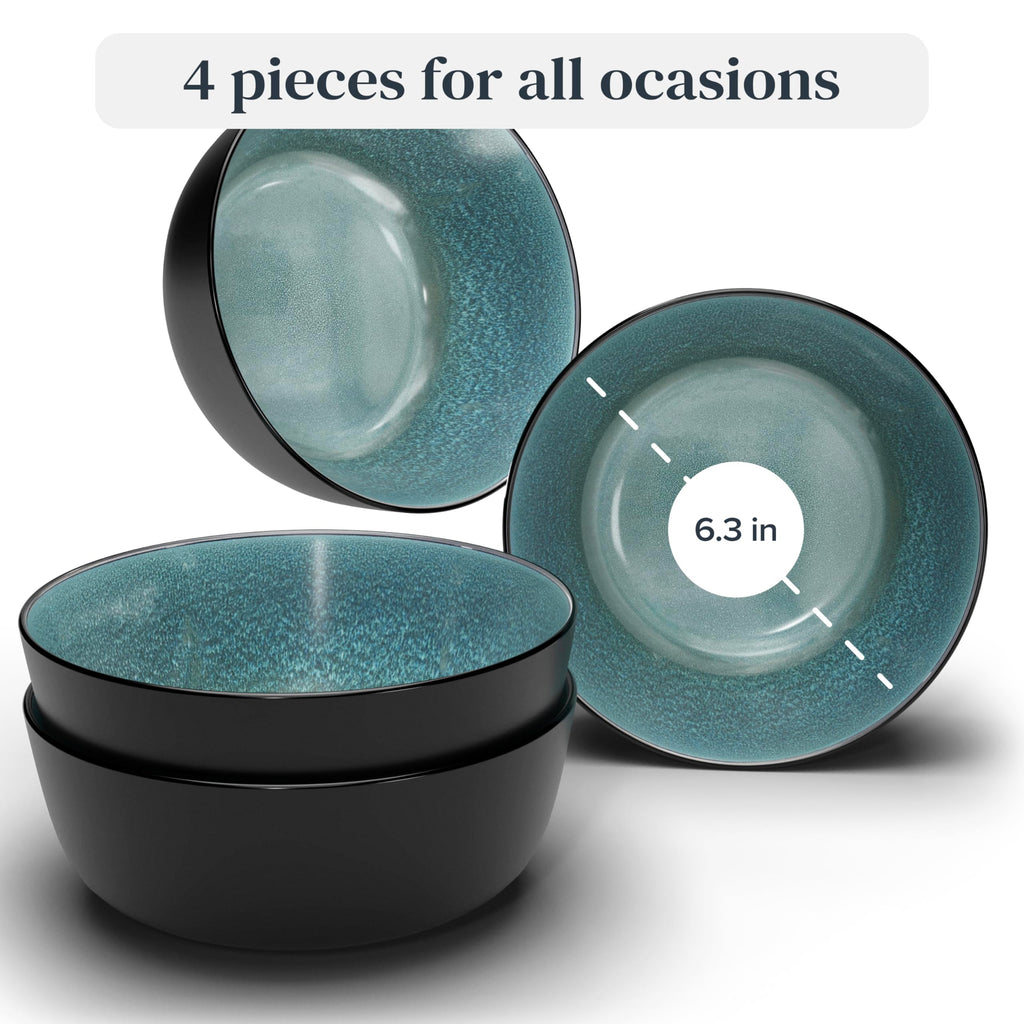 Stoneware Cereal Bowls Set of 4, 27 oz Ceramic Soup Bowl G972554