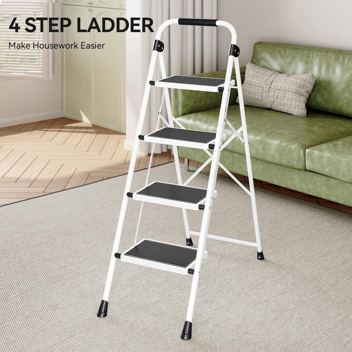4 Step Folding Step Stool with Anti-Slip Wide Pedal F662