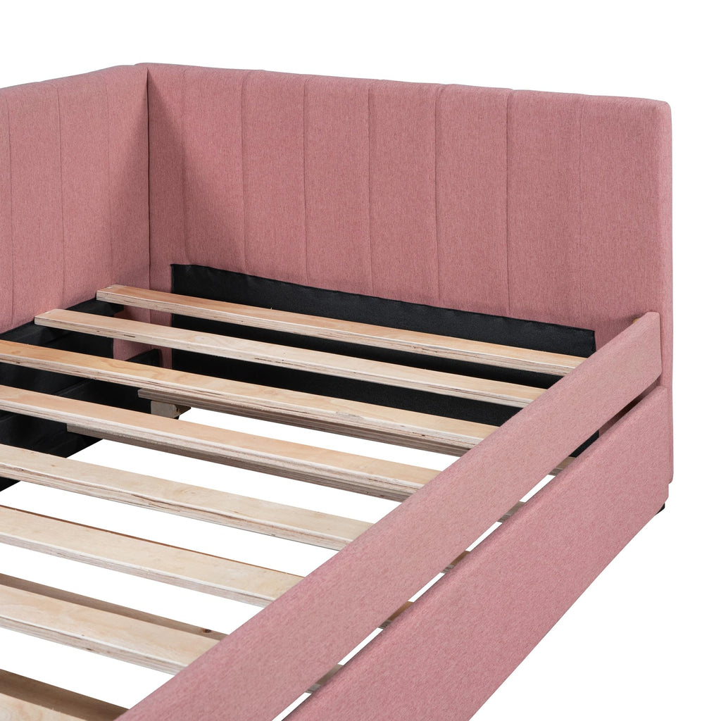 Twin Size Linen Upholstered Daybed with Trundle F530