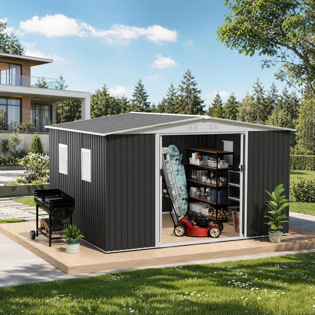 12x10 ft Metal Garden Shed H946