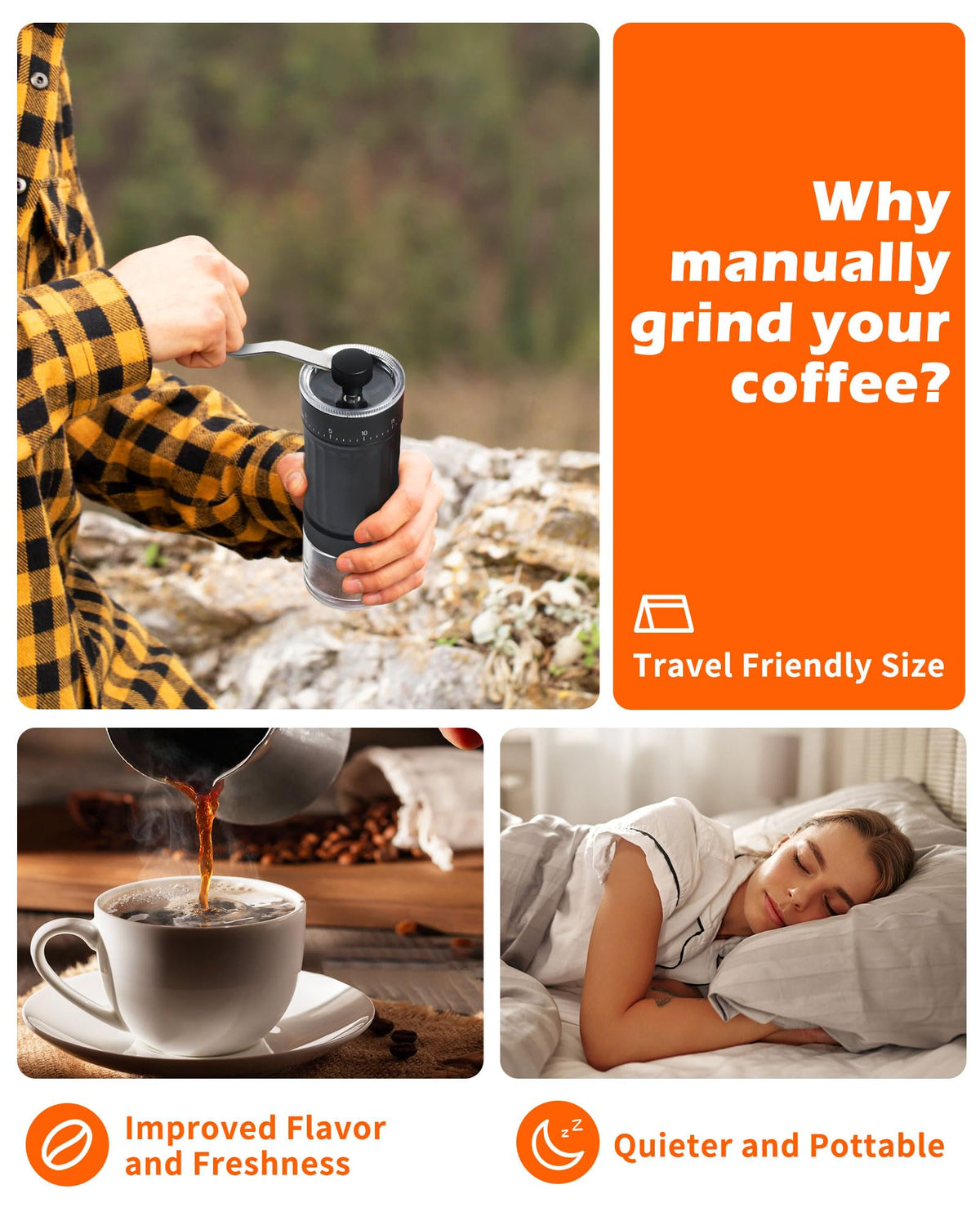 Manual Ceramics Burr Coffee Grinder with 40 Adjustable Settings K970