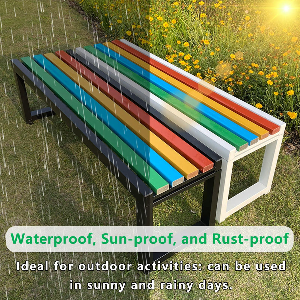 Weatherproof Metal Garden Bench Cast Iron Outdoor Seating Z37688