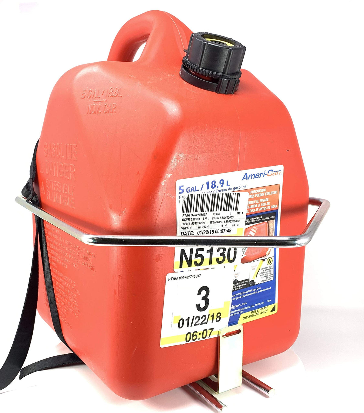 5 Gallon Gas Can Holder Mounting Bracket Kit with Support Straps V52255