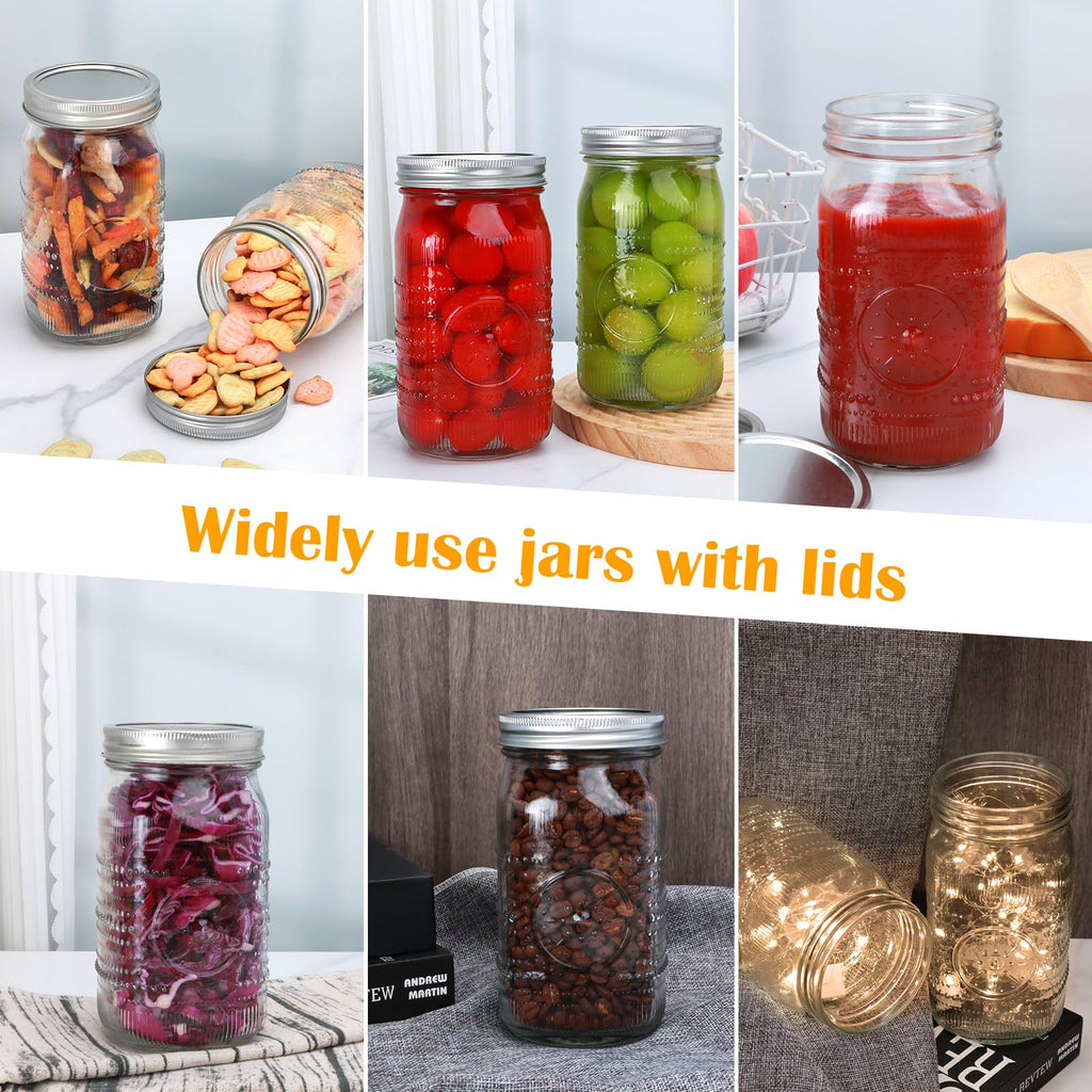 Wide Mouth Mason Jars with Lids 32oz 12 Pack P753