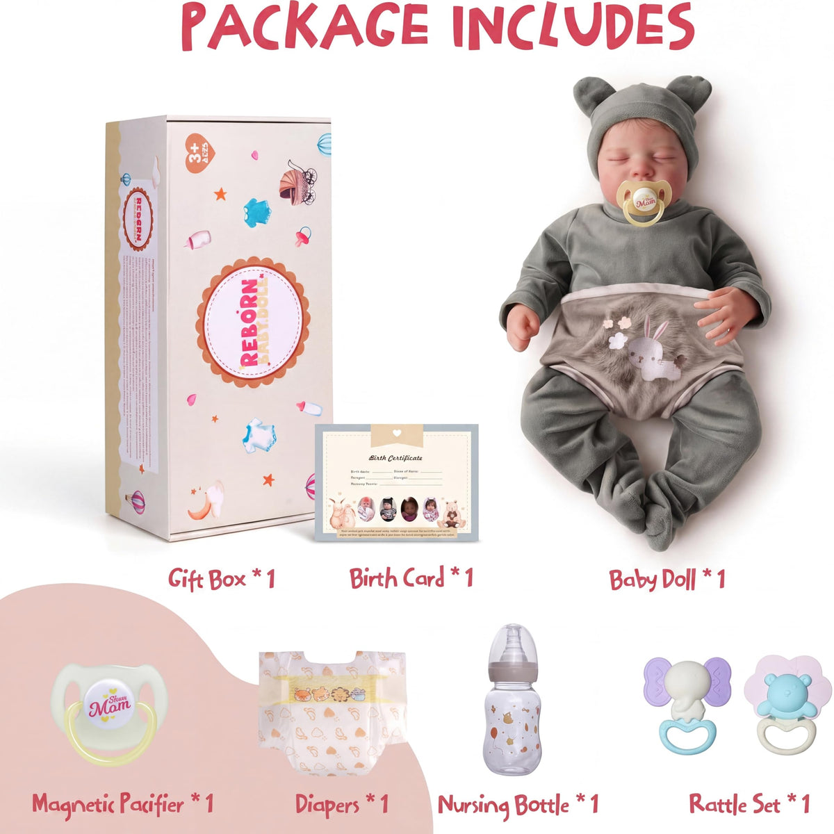 20 Inch Realistic Newborn Baby Doll with Poseable Body F177