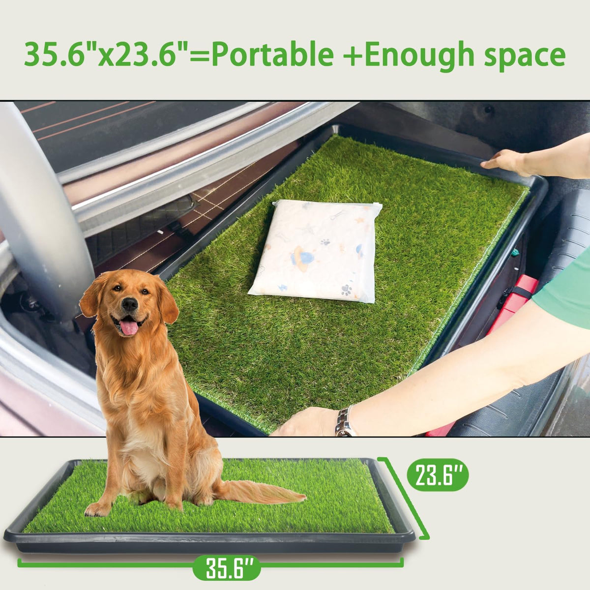 Reusable Dog Loo System with Artificial Grass Turf, Tray, 35x23in M26213