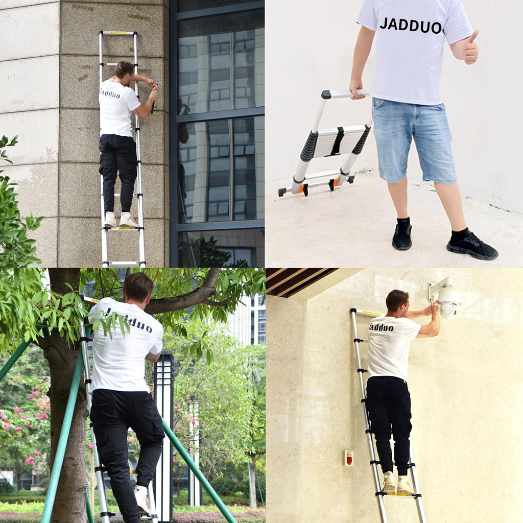 Telescoping Ladder 24.6 FT Heavy Duty Silver I19714
