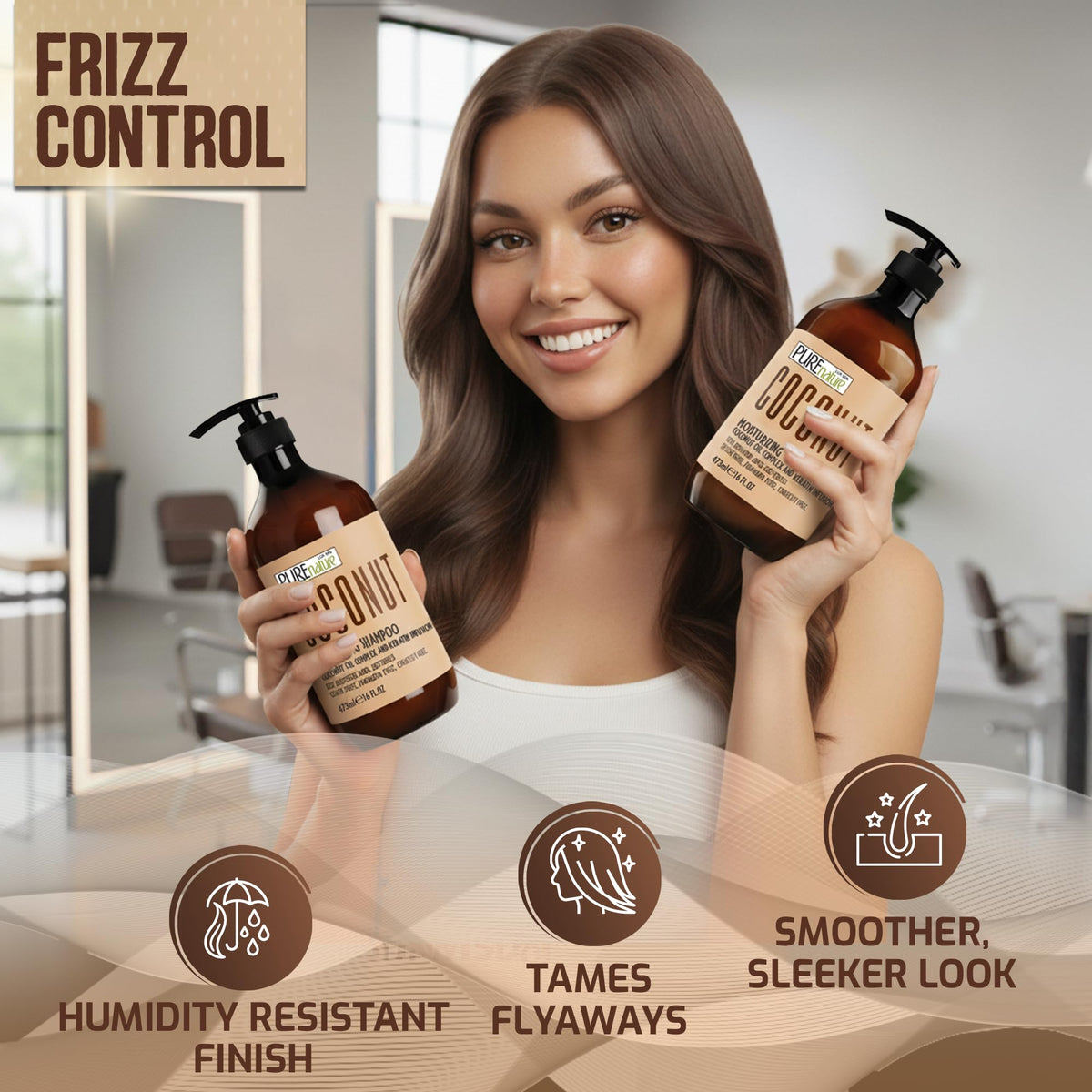 Sulfate Free Coconut Shampoo and Conditioner Set 16 Fl Oz P91420