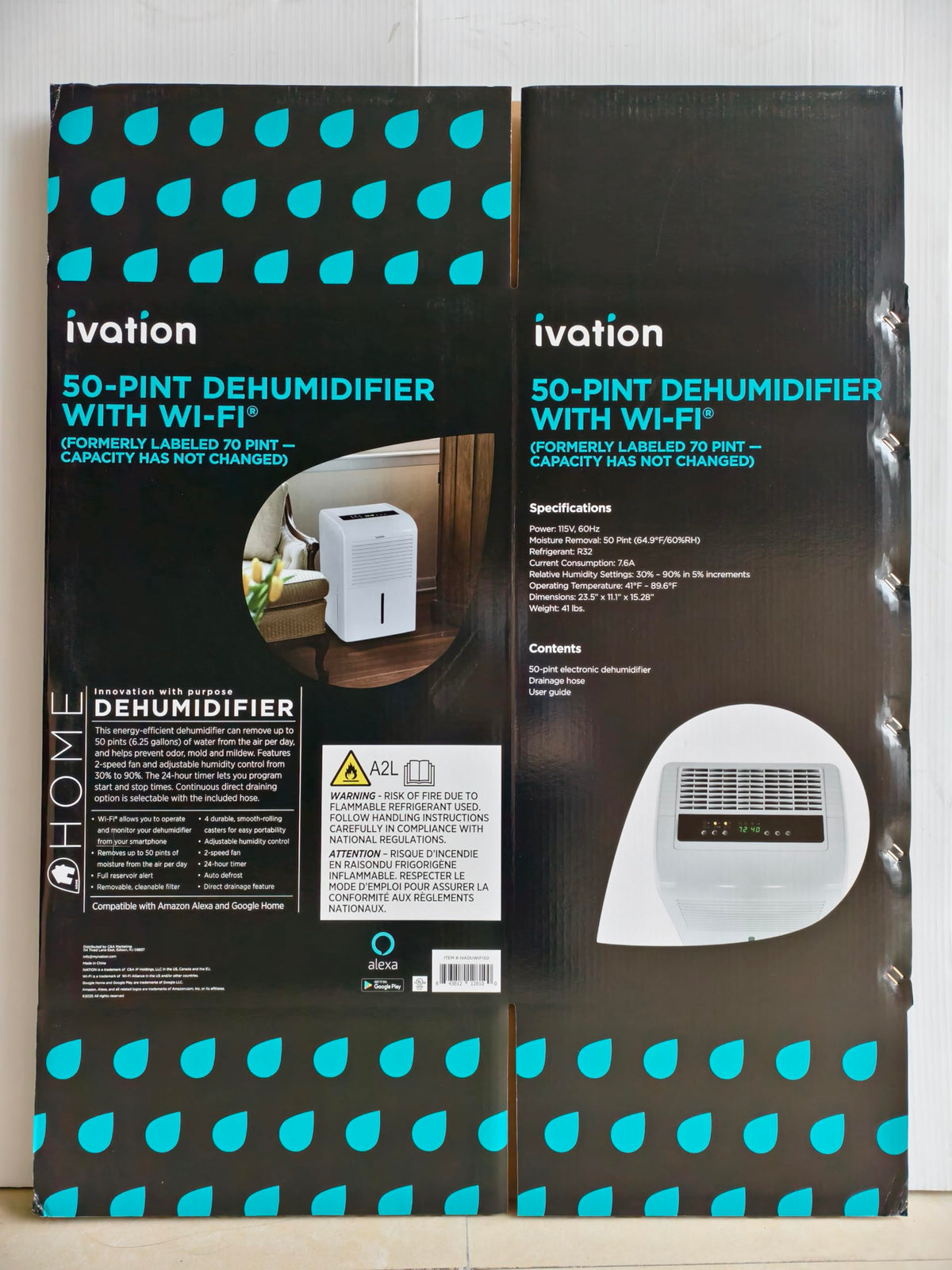 50 Pint Smart Wi-Fi Dehumidifier with Hose K40402