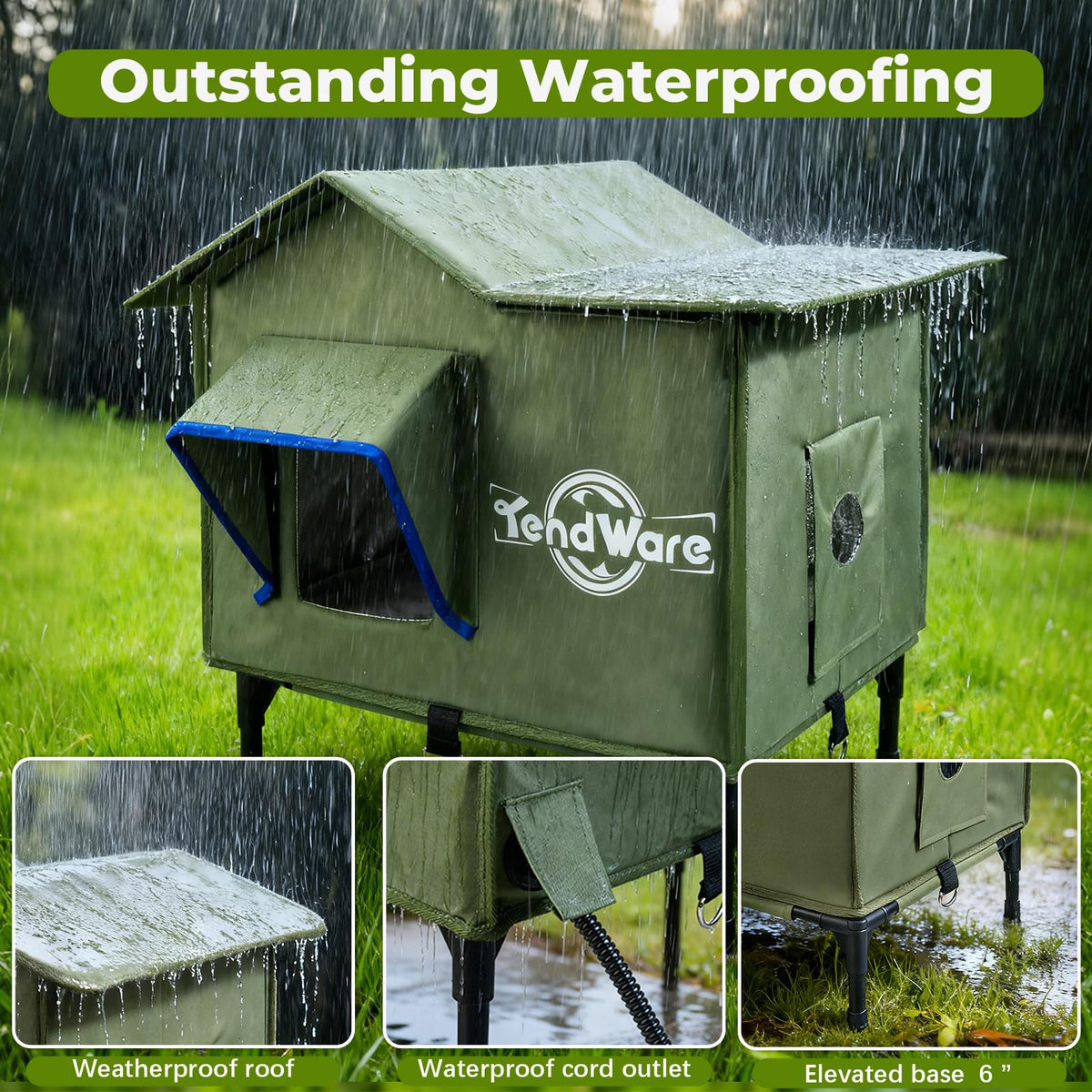 Heated Outdoor Cat House with Elevated Base R8724