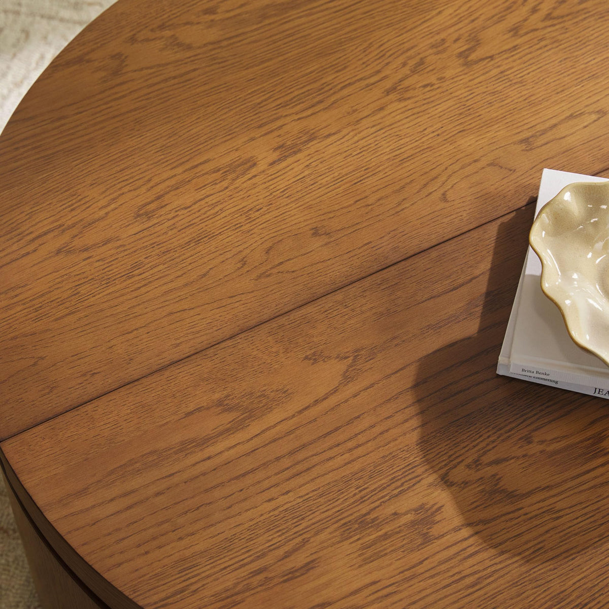 Solid Oak Wood Veneer Coffee Table with Storage, 36 Inch, Medium Brown Oak Z446737