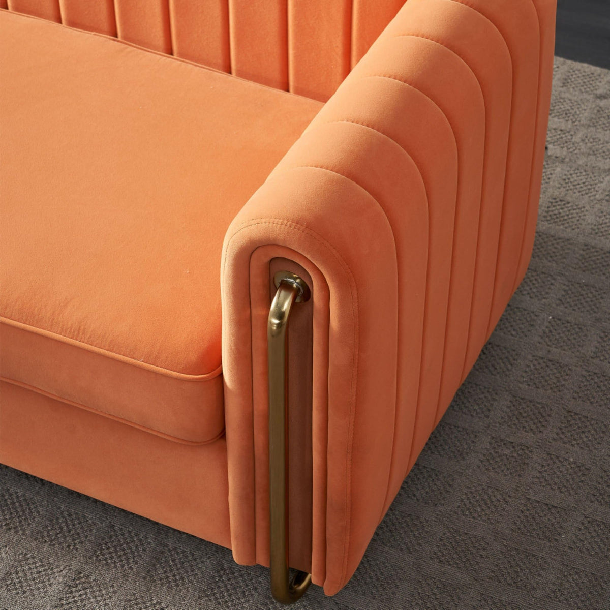 Orange Velvet Sofa Couch U334
