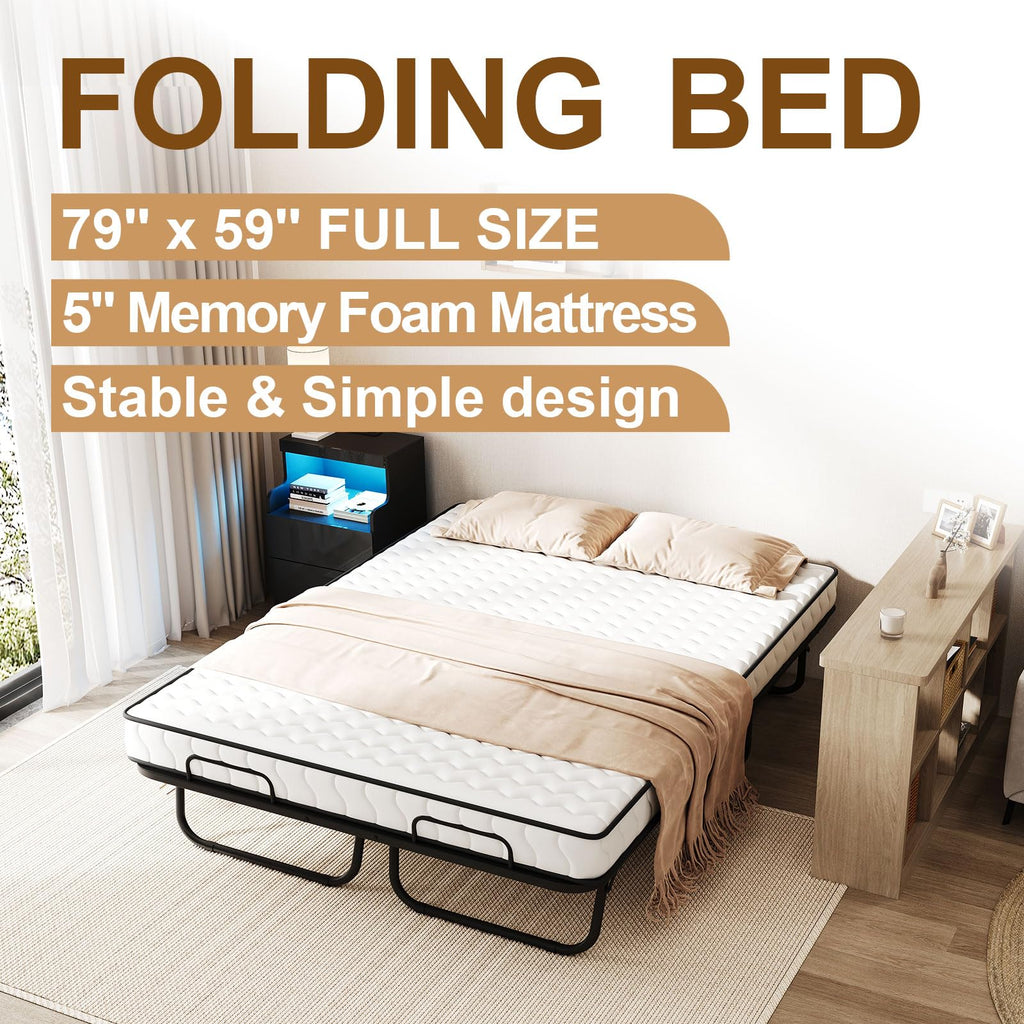 Full Size Folding Bed with 5" Memory Foam Mattress Y84056