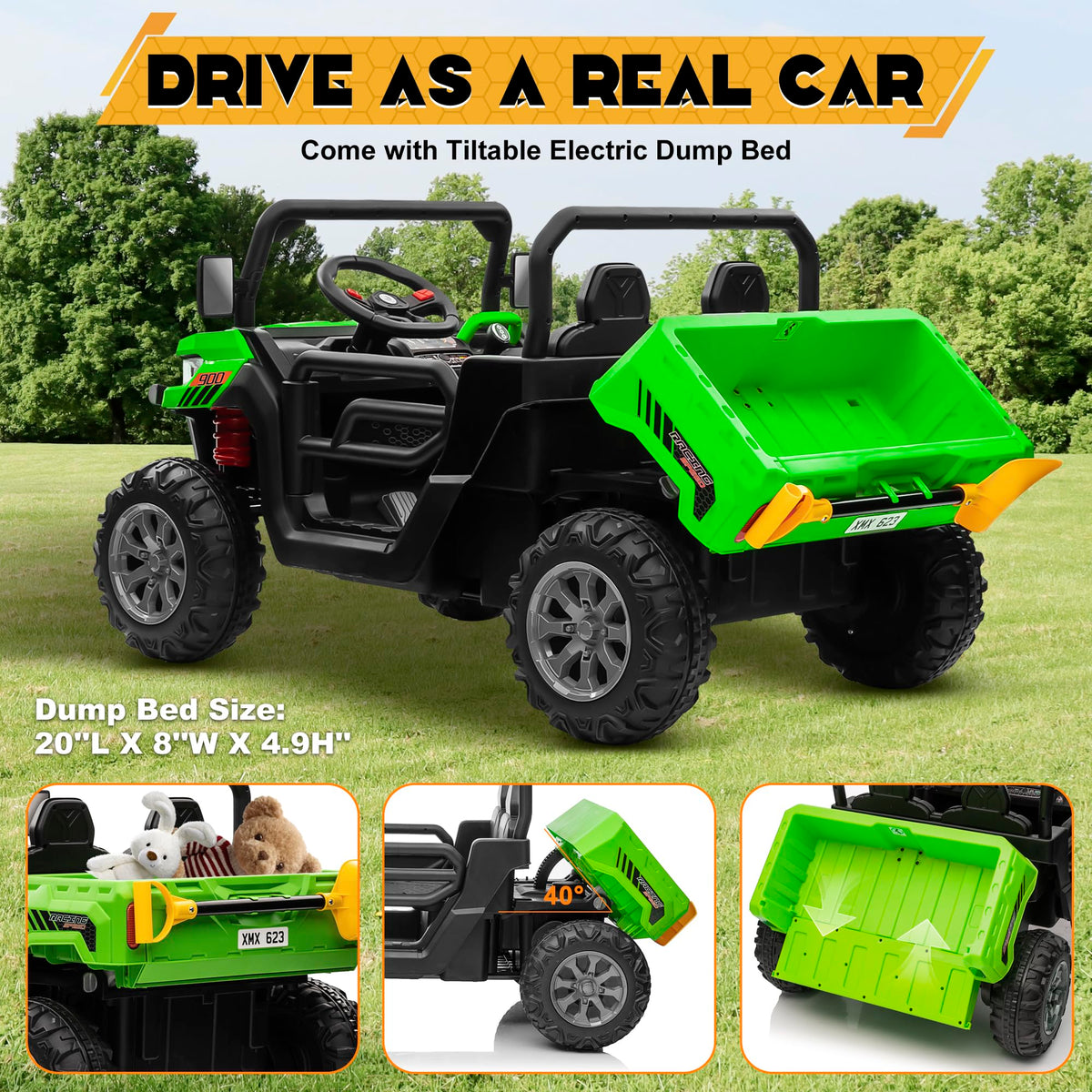 24V 4WD Ride on Car Dump Truck W94219
