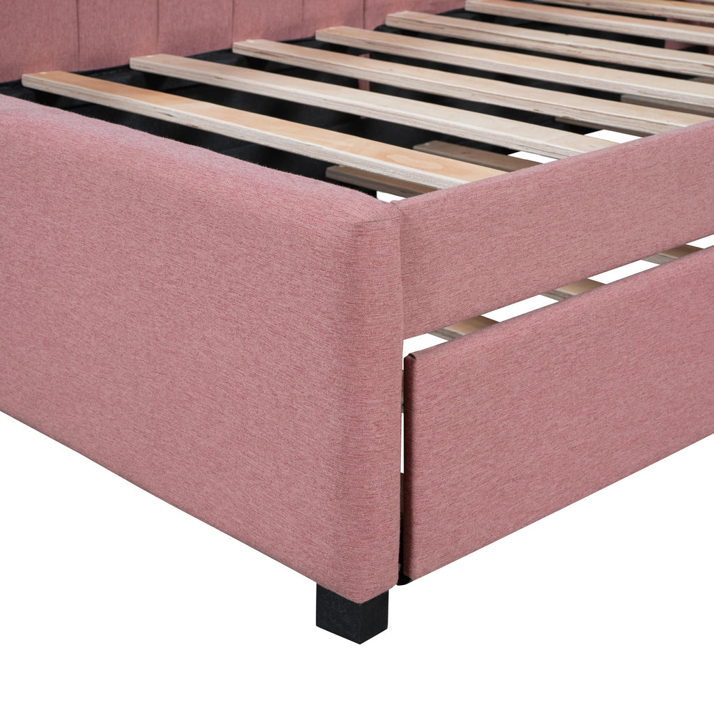 Twin Size Linen Upholstered Daybed with Trundle F530