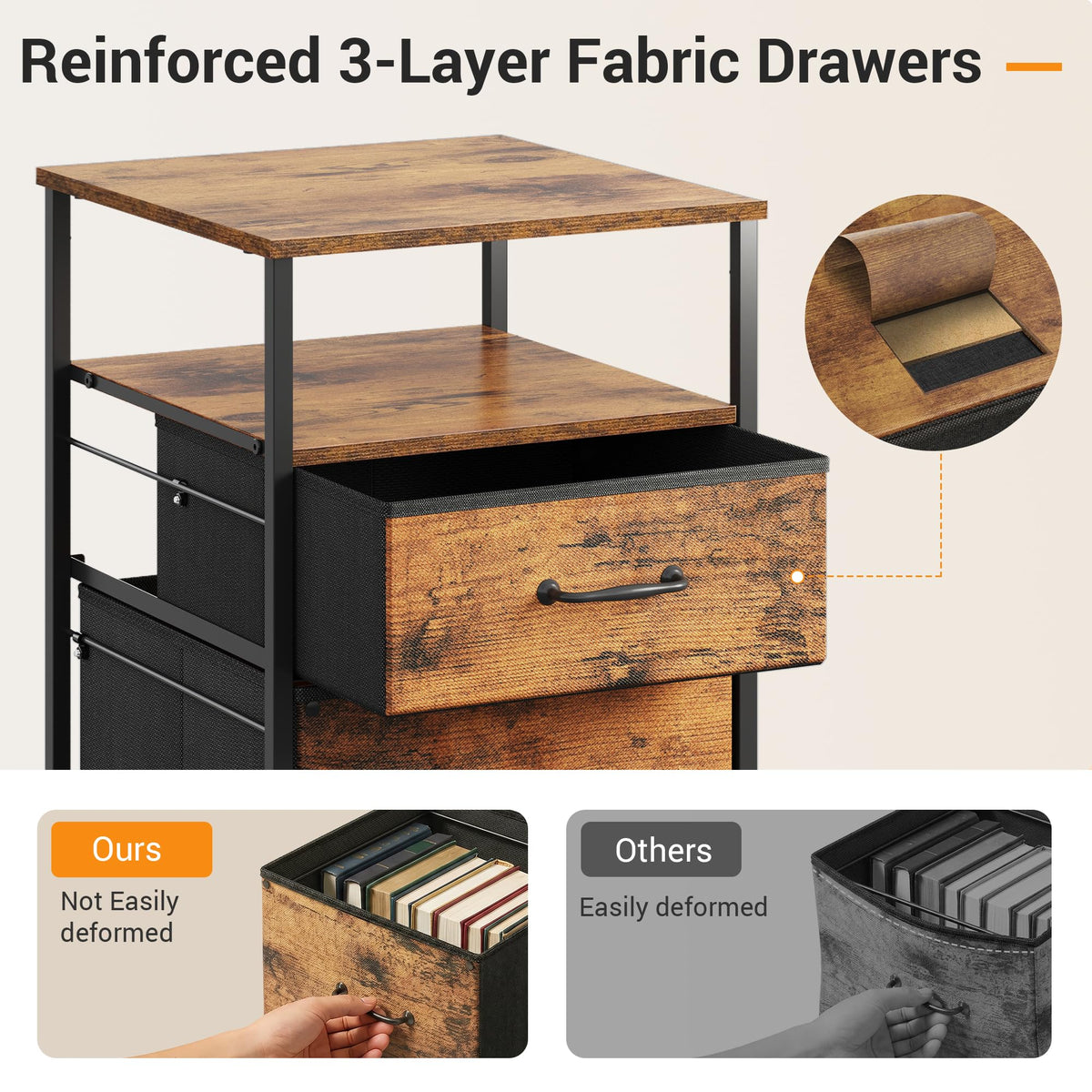 2 Drawer Mobile Fabric File Cabinet N512